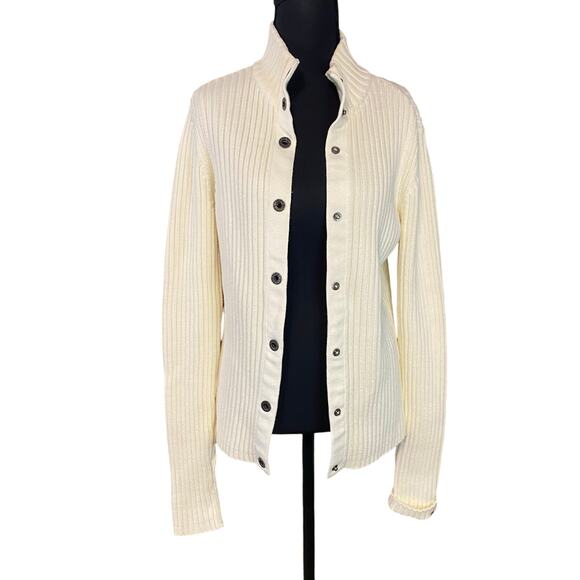 Tommy Hilfiger Jeans Cardigan Sweater Made in Japan Y2K Ribbed Knit Medium - Picture 1 of 7